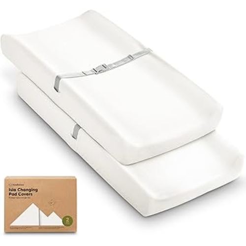 2-Pack Baby Changing Pad Covers for Girl, Boy, Neutral - Soft Viscose Derived from Bamboo Changing Table Pad Cover Sheets,Baby Nursery Diaper Changing Pad Cover,Contour Changing Pad Liner (Soft White)