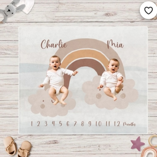Cute Boho Rainbow Twins Monthly Milestone Blanket, Name Blanket Gender Neutral, Personalized Aesthetic Newborn Twins Gift,twins Baby Shower - Etsy