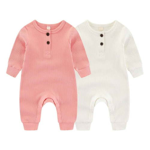 Falianni Fashion Solid Unisex Baby Boy Girl Rompers 2 Pack Long Sleeve Jumpsuits Infants Clothes Outfits