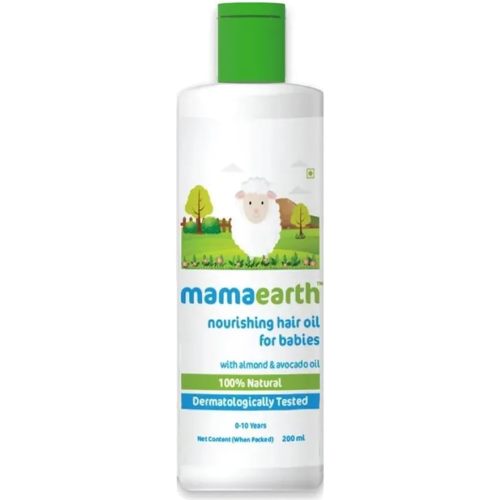 MAMAEARTH Nourishing Baby Hair Oil | Dry Scalp & Cradle Cap Care with Natural Avocado & Almond | Gentle Moisturizer for Delicate Skin 6.76 Fl Oz (200ml)