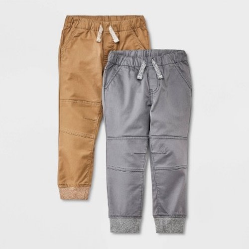 Toddler Boys' 2pk Woven Pull-On Jogger Pants - Cat & Jack™, Color: Brown/Gray, Size: 12M