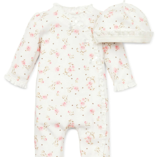 Vintage Rose Footed One-Piece And Hat