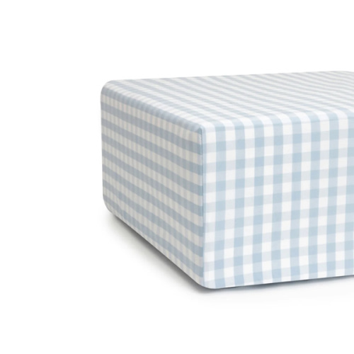 Luxe Premium Cotton Crib Sheet in Light Blue Gingham