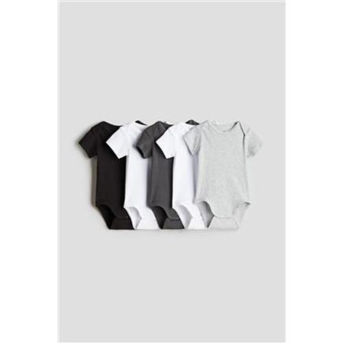 5-pack Cotton Bodysuits - Dark gray/light gray melange - Kids | H&M US