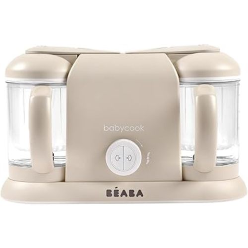 BEABA Babycook Duo 4 in 1 Baby Food Maker, Puree Steamer and Blender for Purees, Grinder with Auto Steam Cooking, Lrg 9.1 Cup Capacity, Makes 54 Servings in 20 Mins, Oat