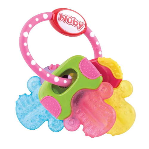 Nuby Soothing Teether, IcyBite Keys, 3+ Months, Perfectly Pink, 1 Teether