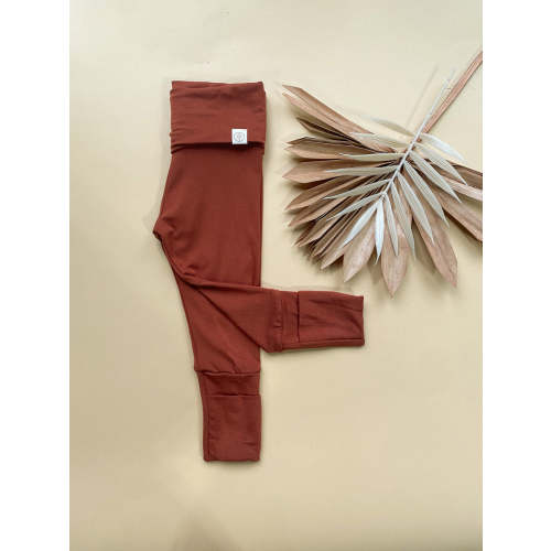 Fold Over Footie Baby Bamboo Organic Leggings - Chestnut