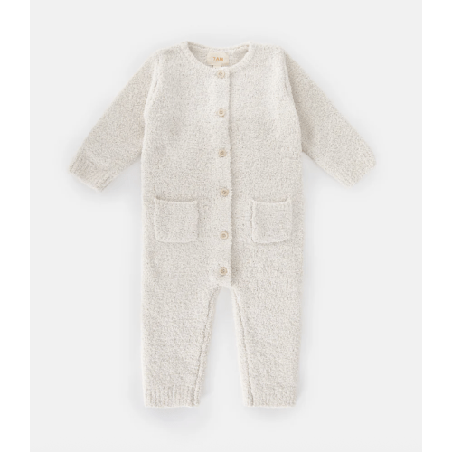 Long Sleeve Jumpsuit - Fuzzy (Color: Ecru, 0-3M)