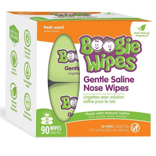 Boogie Brand Saline Nose Wipes Unscented 90 Ct