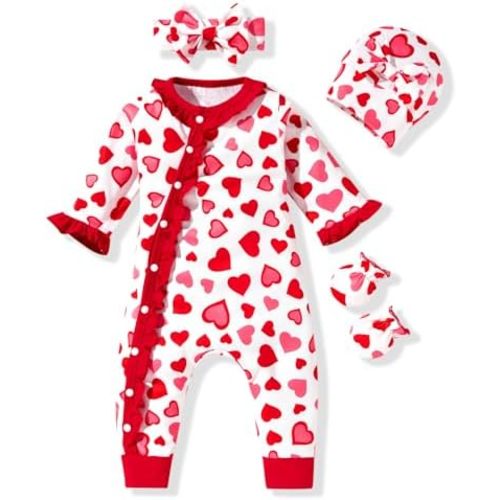Aalizzwell Baby Girls Romper Outfit Fall Winter Clothes with Accessories