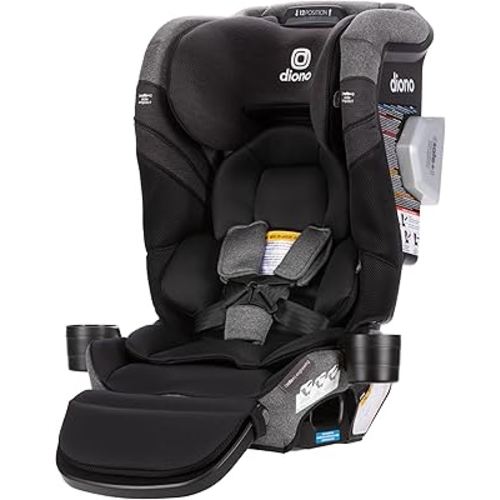 Diono Radian 3RXT SafePlus Max Rear and Forward-Facing Convertible Car Seat, 2-in-1 Anti-Rebound Bar and Calf-Support, 10 Years 1 Car Seat, Slim Fit 3 Across, Black Storm