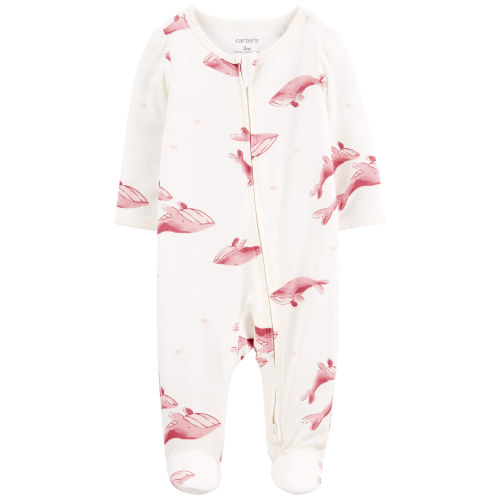 Baby Whale Print Zip-Up PurelySoft Sleep & Play Pajamas
