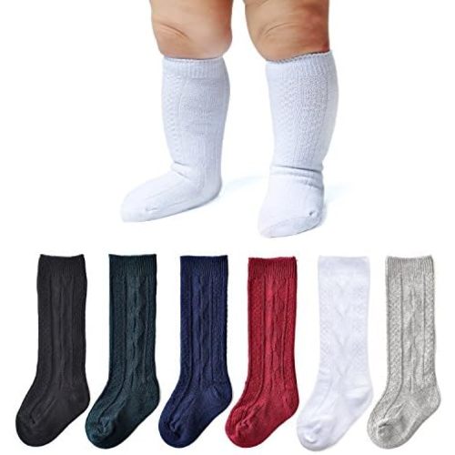 EPEIUS Unisex-Baby Seamless Ribbed/Cable Knit Knee High Socks (Pack of 3/6)