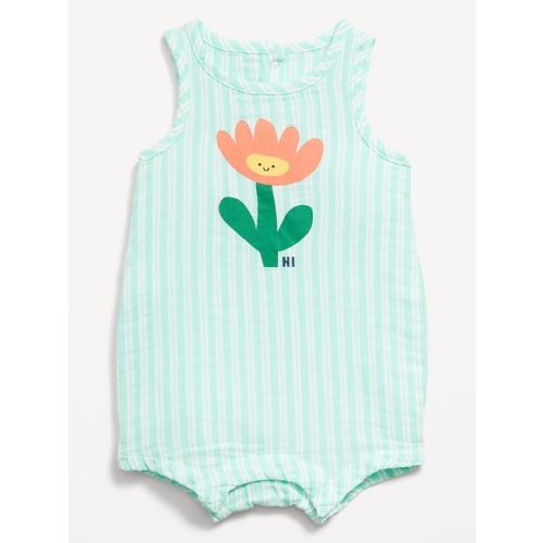 Printed Sleeveless Graphic One-Piece Romper for Baby
