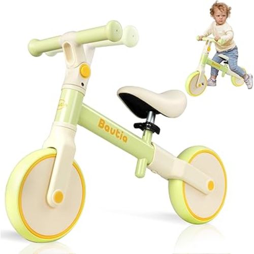 8“ Toddler Balance Bike Adjustable Seat & Handlebar, Age18 Months to 5 Years Old, No-Pedal Training Bike First Gifts-Green