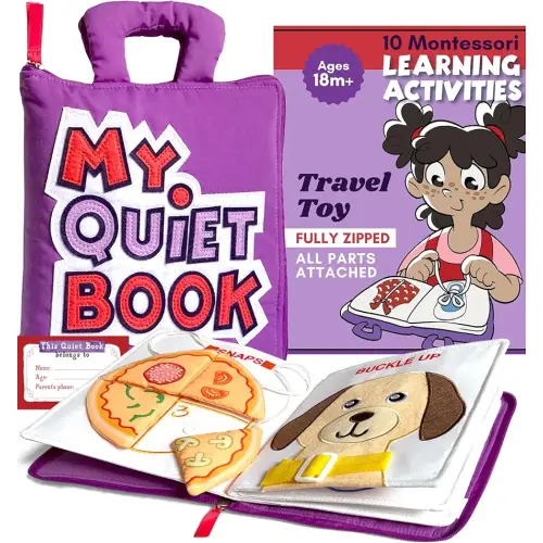 My Quiet Book - Montessori Toys for 1-3 Year Old with 10 Activities, Busy Book Toddlers 1 3, Toddler Travel Toys for Age 2 4, Toys for 2 Year Old Girl & Boy, 2 Year Old Girl Gifts with Belongs to Tag