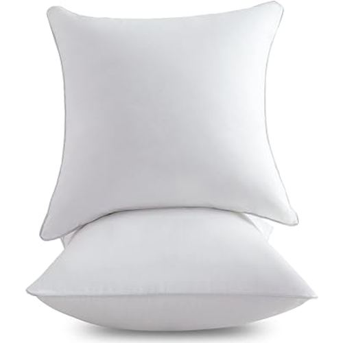 18 x 18 Pillow Inserts (Set of 2) - 18 Inch Square Interior Sofa Throw Pillow with 100% Cotton Cover - Decorative Pillow Insert Pair - White Couch Pillow