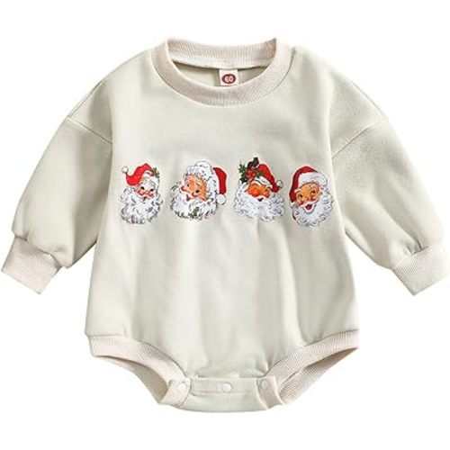 MERSARIPHY Baby Christmas Clothes Newborn Boy Girl Santa Sweatshirt Romper