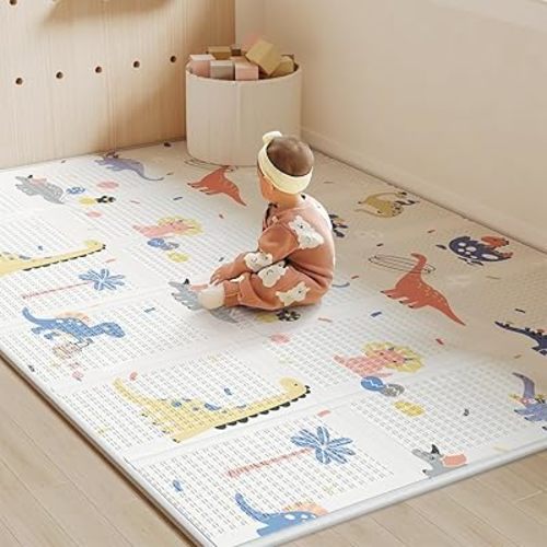 Baby Play Mat 50"*78" Foldable Baby Floor Play Mat Large Soft Foam Playmat for Babies Reversible Waterproof Padded Baby Girl Play Mat Portable Crawling Mat for Indoor Outdoor(50"*78"*0.4")