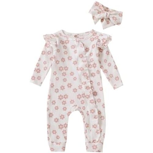 Cute Floral Floral Print Long Sleeve Infant Newborn Baby Girl Clothes Baby Girl Jumpsuit