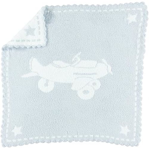Barefoot Dreams CozyChic Scalloped Baby Receiving Blanket - Blue & White 30x 32,B551