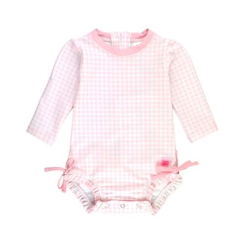 Light Pink Gingham One Piece Rash Guard