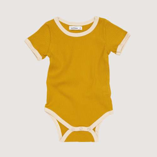 Retro Ringer Ribbed Bodysuit - Gold – bel & bow