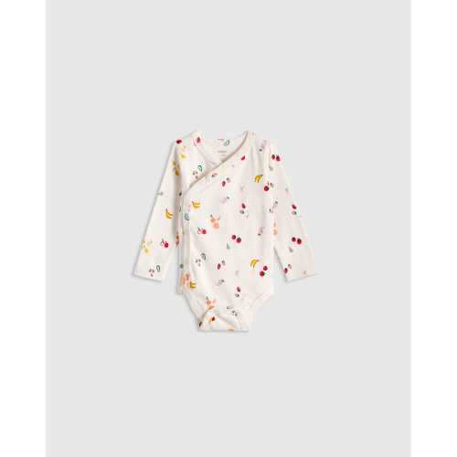 100% Organic Cotton Long Sleeve Kimono Bodysuit - Baby in Farmer's Market