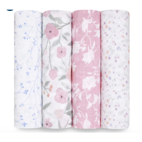 Floral Cotton Muslin Swaddles 4pk | aden + anais