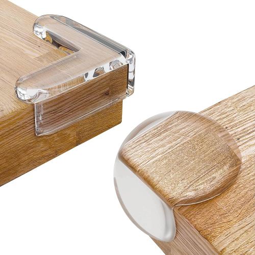 CalMyotis 24 Pack Round and 12 Pack L-Shape Corner Protectors for Baby, Protectors Guards - Furniture Corner Guard & Edge Safety Bumpers - Bundle and Save