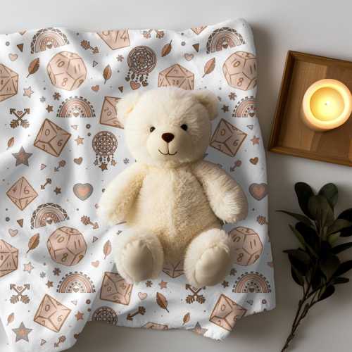 DnD dice baby blanket | DnD | dungeons and dragons | boho baby | baby blanket | fleece | dice | nerdy | baby shower gift | present