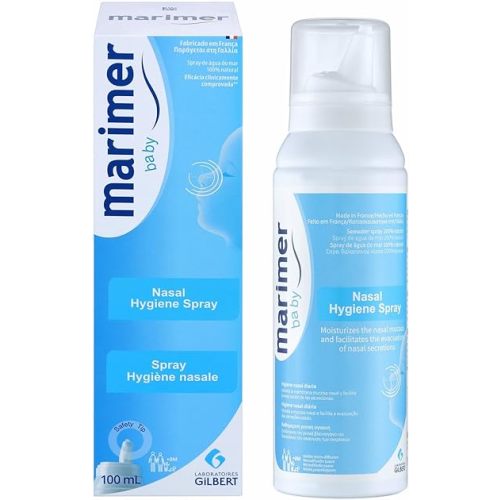 Marimer Baby Daily Saline Nasal Spray (3.38 fl oz / 100 ml) – 0.9% Isotonic Natural Seawater for Nasal Cleansing & Moisture for Infants and Children
