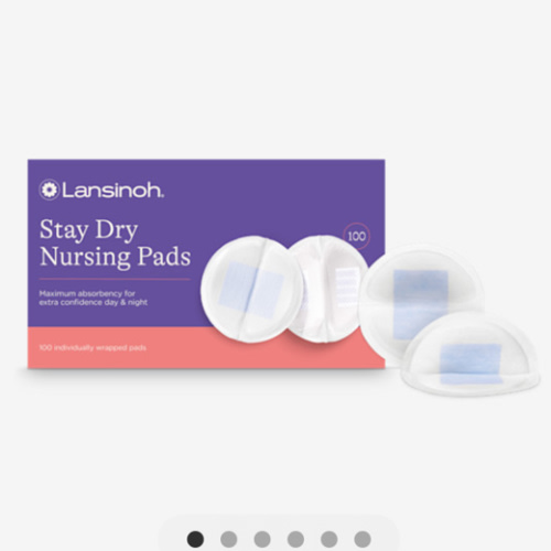 Lansinoh Stay Dry Disposable Nursing Pads, Soft and Super Absorbent Breast Pads, Breastfeeding Essentials for Moms, 100 Count