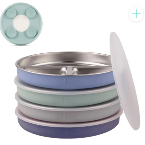7.8" Stainless Steel Divided Plates with Suction Sleeve