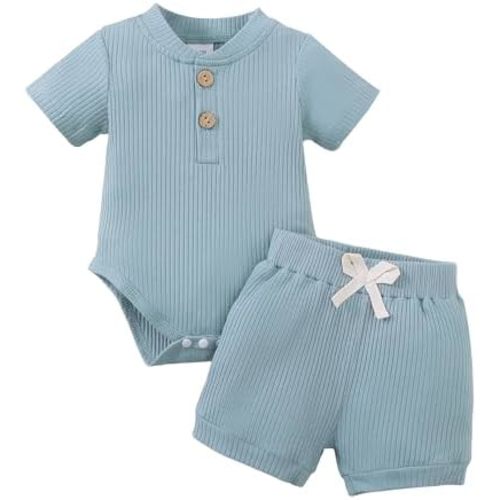 Jecson Newborn Boy Clothes Baby Boy Outfits Set Baby Boy Summer Clothes Soft Cotton Short Sleeve Top and Shorts for 0-18M