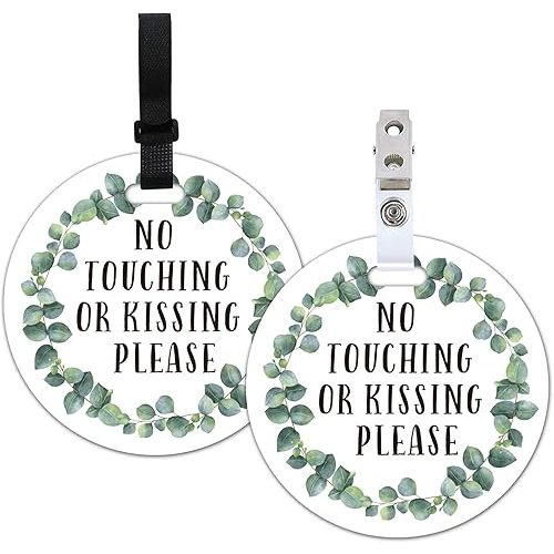 Do Not Touch Baby Signs-Stroller Tag, 2 Pack Greenery No Touching or Kissing Baby Sign, Stop No Touching Baby Car Seat Sign or Stroller Tag for Newborn Baby (5 Inches)
