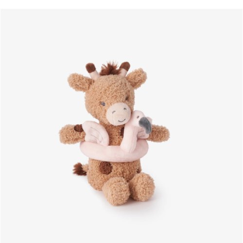 Giraffe Plush Toy with Flamingo Floaty Rattle – Elegant Baby