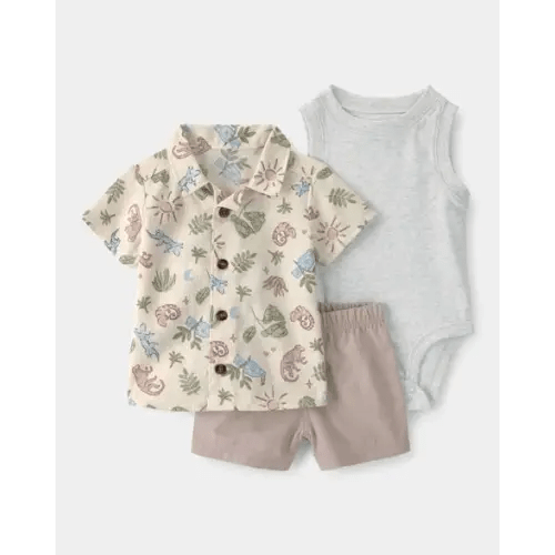 Baby Boy 3-Piece Desert Short-Sleeve Top & Short Set | Carter's
