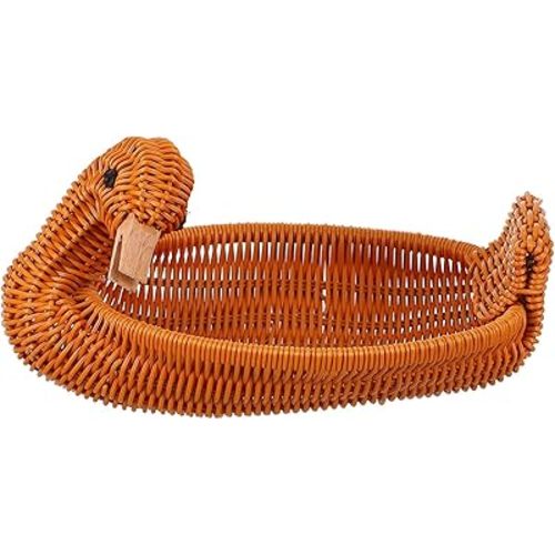 Imitation Rattan Woven Snack Fruit Baskets Desktop Duck Shaped Storage Baskets