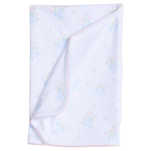 Blue Bow Bouquet Printed Blanket