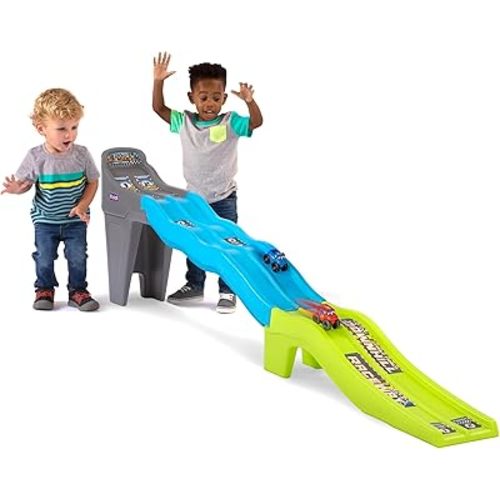 Simplay3 Fast Track Downhill Raceway, Dual Racetrack for Kids Cars for Toddlers, 2 Toy Race Cars Included, Made in USA