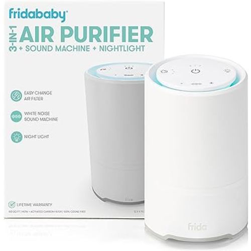 Frida Baby 3-in-1 Baby Sound Machine for Sleeping, Nightlight + Air Purifier for Bedroom with 3 Fan Speeds, Easy-Change Filter, Auto- Off Timer