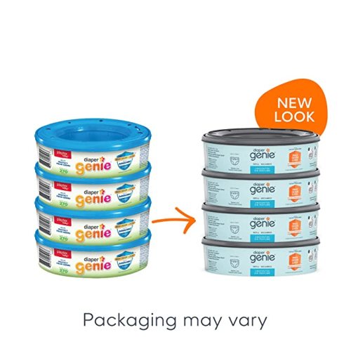 Diaper Genie Refill Bags 270 Count (Pack of 4) with Max Odor Lock | Holds Up to 1080 Newborn Diapers