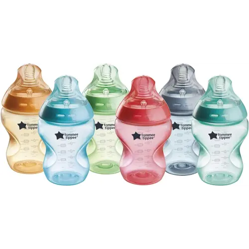Tommee Tippee Natural Start Anti-Colic Baby Bottle, 9oz, 0 Months+, Slow-Flow, Breast-Like Nipple for a Natural Latch, Anti-Colic Valve, Pack of 6