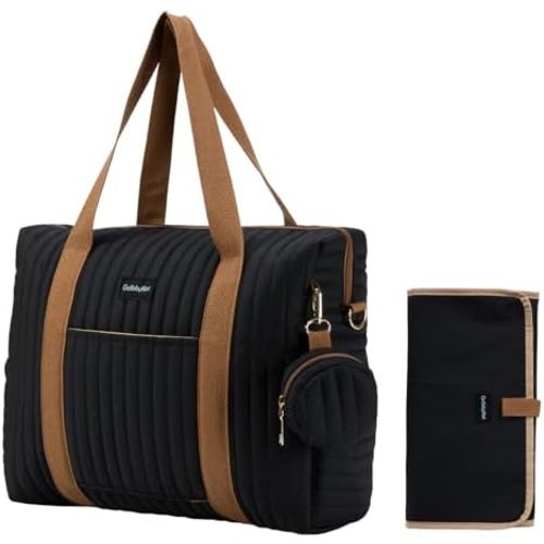 Diaper Bag Tote for Moms, Baby Hospital Bag with Insulated Bottle Pockets, Changing Pad & Stroller Straps