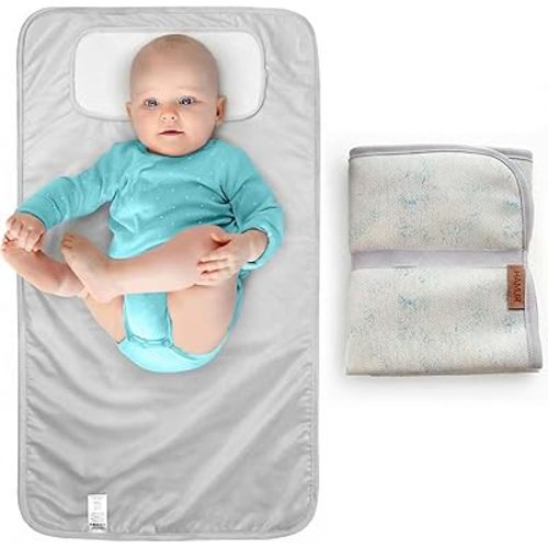 Hamur Home Portable Changing Pad – Waterproof, Washable & Easy Wipe Clean, Foldable Travel Baby Changing Mat for Diaper Bag, Compact & Lightweight, Must-Have for Newborns (Solid Green)