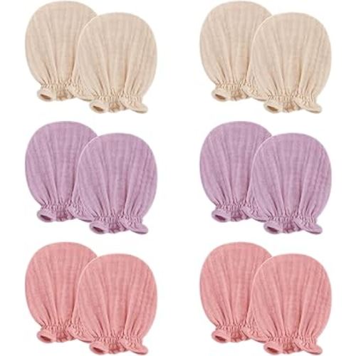 Pro Goleem Muslin Baby Mittens for Newborn, 100% Cotton No Scratch Soft Breathable Gloves for Boys and Girls 0-6 months