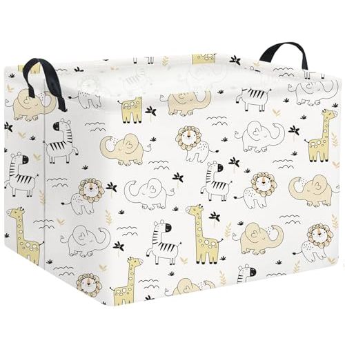 HIYAGON Baby Baskets kids Toy Basket for Boy and Girls Woodland Gift Basket Empty Cute Storage Bin Organizer Box Rectangular Animal Room Decor for Books(Animal)