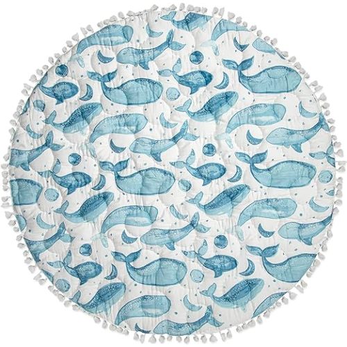 Crane Baby Activity Mat, Baby Play Mat for Boys and Girls, Whale Print, 40" x 40", Baby Must Haves, Infant Play Mat, Tummy Time Baby Floor Mat, Kids Play Mat, Tummy Time Mat, Tummy Time Toys - Playmat - Ocean Whale
