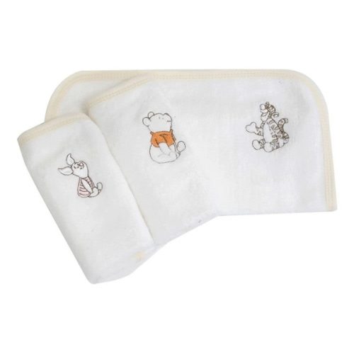 Winnie the Pooh Face Washers 3 Pack in White